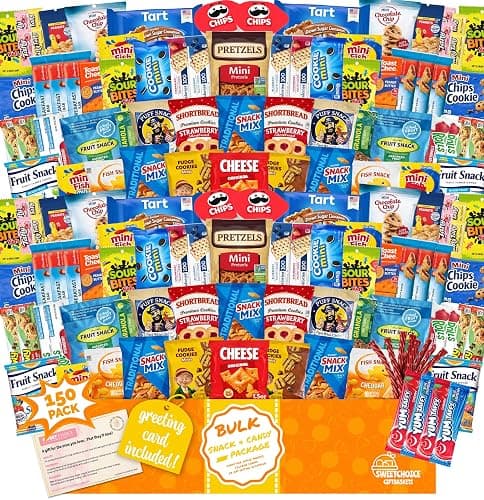 Snack Box Variety Pack (150 Count) - Bulk Snacks Variety Pack for Adults, Kids and Teens with Chips, Cookies & Bars - Valentines Care Package College, Movie Nights, Travel & Birthdays - Image 1