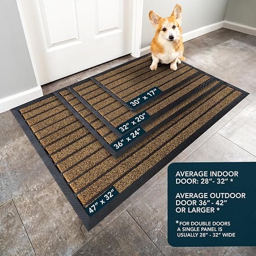 ubdyo Extra Durable Door Mat Outside Entrance (30" x 17", Bright Brown) | Dirt Trapping, Non-Slip Backing, Indoor or Outdoor Use, Welcome Mat, Low Profile, Natural Rubber, Stain Fade Resistant thumbnail 3