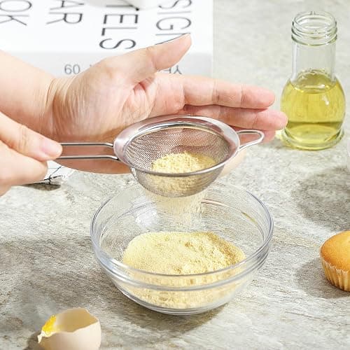 Fine Mesh Strainers for Kitchen, COKUMA Stainless Steel Metal Hand Small Mini Sieve Strainer, Cocktail Strainer Tea Coffee Juice Strainer，Food Strainer with Handlle (3.35inch, Silver) thumbnail 6