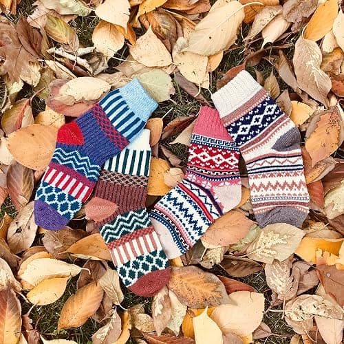 JOYCA & CO. 3-5 Pairs Womens Multicolor Fashion Warm Wool Cotton Thick Winter Crew Socks thumbnail 6