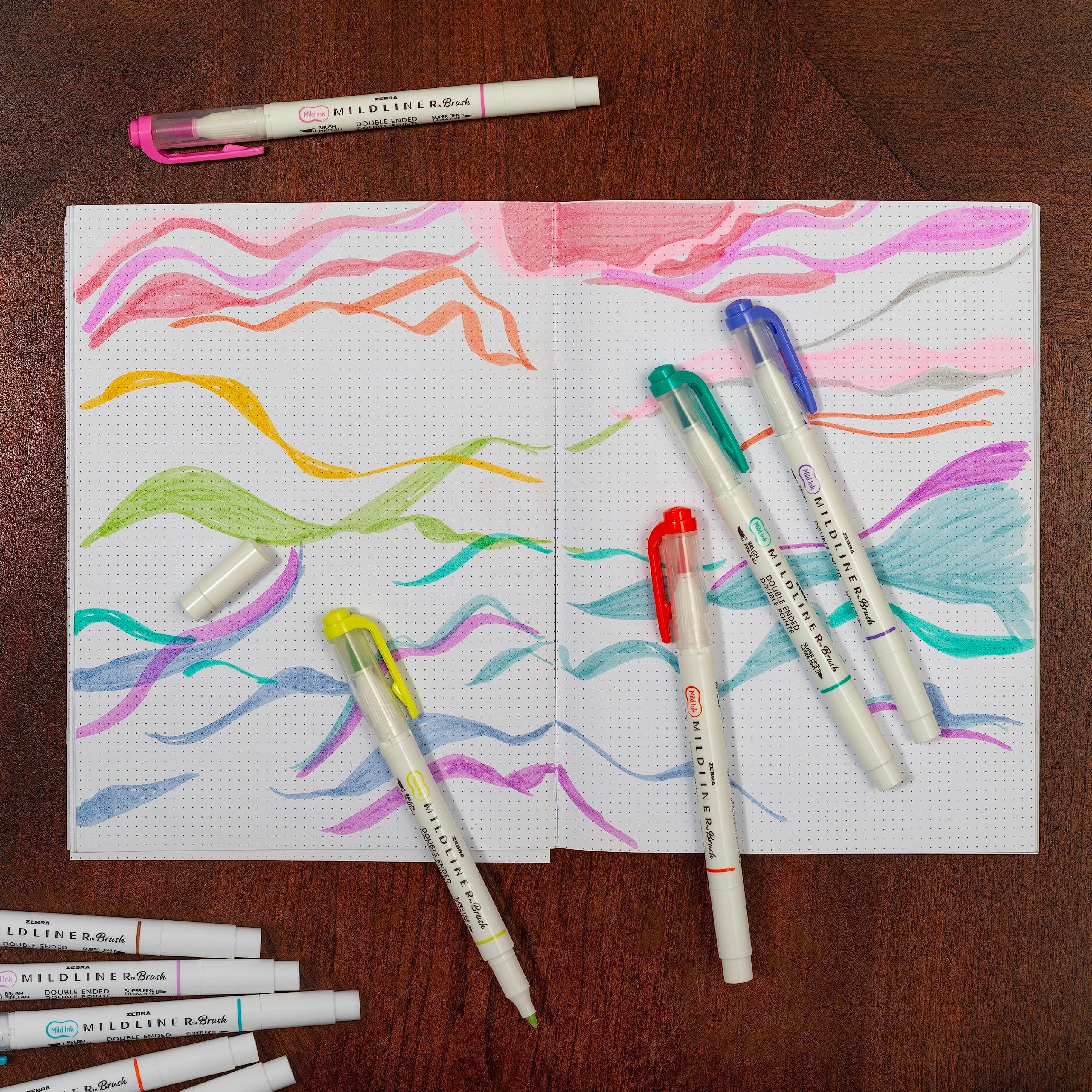 Zebra Pen Mildliner - Bolígrafo de doble punta, punta de pincel y puntas, colores de tinta surtidos, paquete de 25, multicolor (79125) thumbnail 2