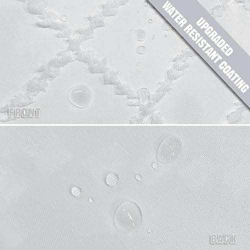 White Boho Shower Curtain Fabric Shower Curtains with Tassel 72 x 72 Modern Textured Shower Curtain Farmhouse Minimalist, Tufted Chevron Striped Shabby Chic, Water Resistant Cloth Curtain for Bathroom thumbnail 5