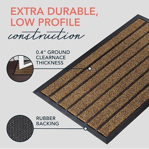 ubdyo Extra Durable Door Mat Outside Entrance (30" x 17", Bright Brown) | Dirt Trapping, Non-Slip Backing, Indoor or Outdoor Use, Welcome Mat, Low Profile, Natural Rubber, Stain Fade Resistant thumbnail 4