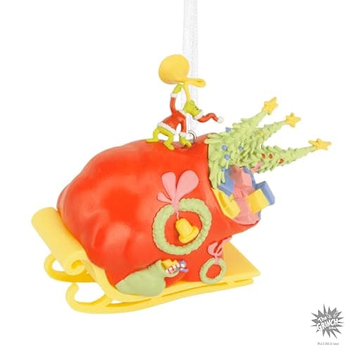 Hallmark Dr. Seuss's How The Grinch Stole Christmas! Grinch on Sleigh Christmas Ornament, Christmas Movie Gifts thumbnail 8