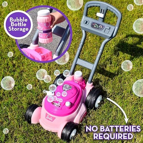 Barbie Bubble Lawn Mower for Toddlers, Bubble Blowing Machines, Indoor and Outdoor Gardening Toy, Birthday, Party Favor for Preschool Girls, No Batteries Required, Includes Bubble Solution, 2+ thumbnail 2