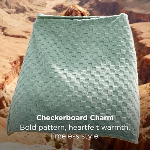 Bedsure GentleSoft Sage Green Throw Blanket for Couch - Checkered Fleece Blankets Christmas Gifts for Women Men Girls, Cute Soft Cozy Throw for Bedroom Home Decor Gifts, 50x60 Inches thumbnail 5