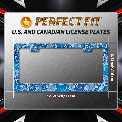 Sea Turtle License Plate Frame Stainless Steel Beach License Plate Holder Personalize Auto Parts Decoration with Screws 2 Holes Funny License Plate Frames for Men Women 12x6 Inch thumbnail 3