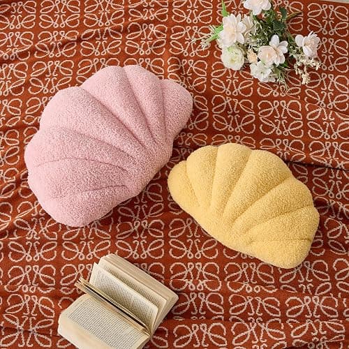 XIAIJIA Seashell Throw Pillows Shell Shaped Pillow Light Pink Sea Shell Pillows for Bed Seashell Decorative Pillow Soft Plush Pillow Sea Couch Decoration(13 X 10 inch) thumbnail 6