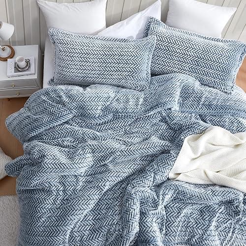 Byourbed Cozy Peaks - Coma Inducer® Oversized Queen Comforter Set - Chevron Frosted Navy - Image 1