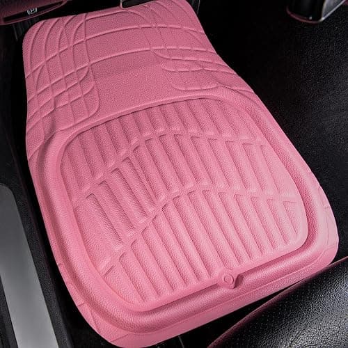 CAR PASS 4 Piece Leather Car Floor Mats -3D Cute Girly Waterproof All Weather Car Mat Full Set, Universal Trim to Fit & Anti-Slip Burr Bottom & Light Easy Clean for SUV Truck Auto Sedan Van(Pink) thumbnail 7