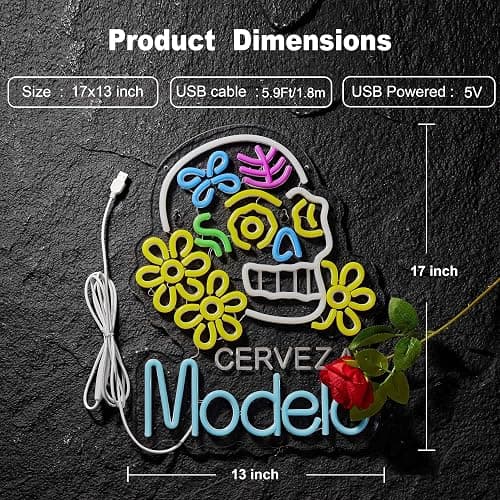Yooyneon Neon Sign for Wall Décor Model Beer Bar Cerveza Neon Light Up Signs for Man Cave Pub Store Party Club LED Lights Decor thumbnail 2