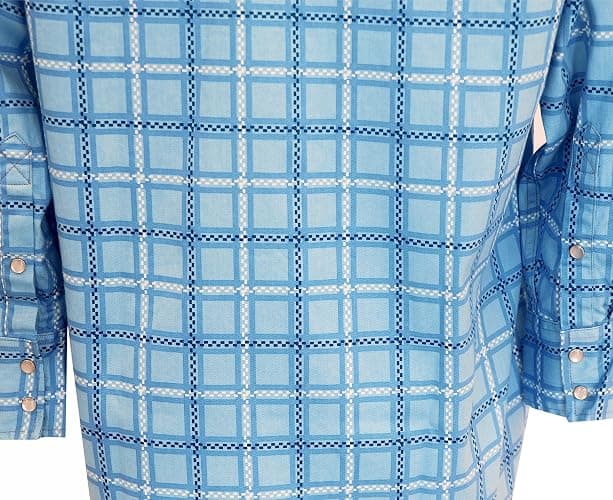 BOCOMAL FR Shirts for Men Printed Plaid Flame Resistant NFPA2112/CAT2 6.5oz Lightweight Fire Retardant Shirt - Large - Pearl Snaps-blue thumbnail 7