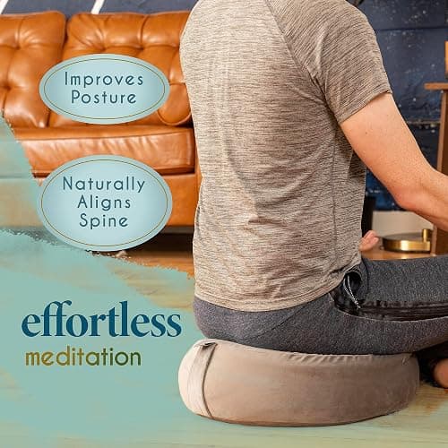 Florensi Meditation Cushion - Comfortable Floor Pillow - Traditional Tibetan Meditation Pillow with Beautiful Velvet Cover - Large Floor Cushion Seating for Adults - Premium Yoga Buckwheat Bolster thumbnail 3