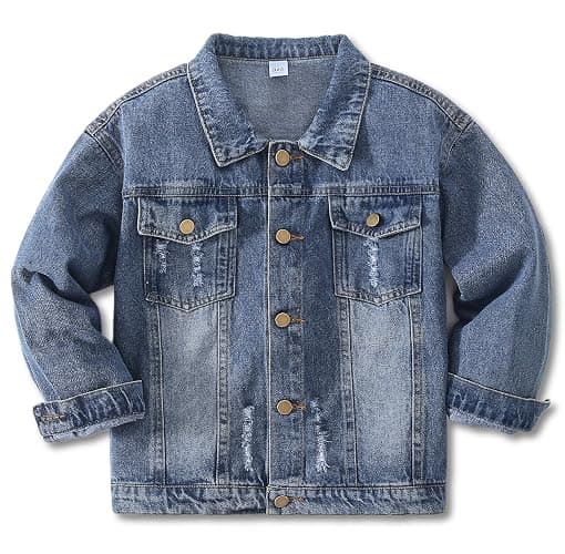 Girls Boys Jean Jacket for (4-14 Years Kids) Trendy Cozy Soft Ripped Denim Coat Casual Outerwear School Travel Teen Gift - Image 1