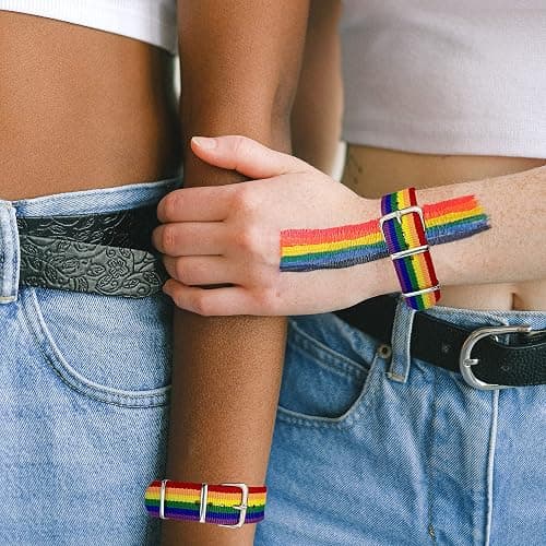 mintolex LGBT Pride Bracelet for Bisexual Lesbian Gay LGBTQ Pride Bracelets Handmade Nylon Adjustable Wristband Watch Band Rainbow Bracelets for Women Men Parade Bulk Multiple Pack thumbnail 7