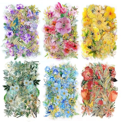 240Pcs Gilt Flower Stickers for Scrapbooking,Self-Adhesive Floral Stickers Scrapbook Supplies Journaling for Water Bottle Adult Card Making Letters DIY Cards Decoration - Image 1