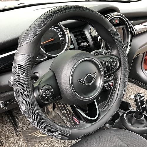 PINCTROT Steering Wheel Cover Great Grip with 3D Honeycomb Anti-Slip Design, Universal 14.5-15 Inch (All Black) - Image 1