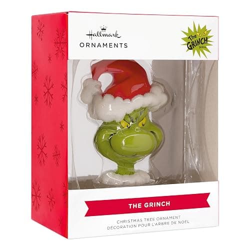 Hallmark Dr. Seuss's How The Grinch Stole Christmas! Grinch in Santa Hat Christmas Ornament thumbnail 5