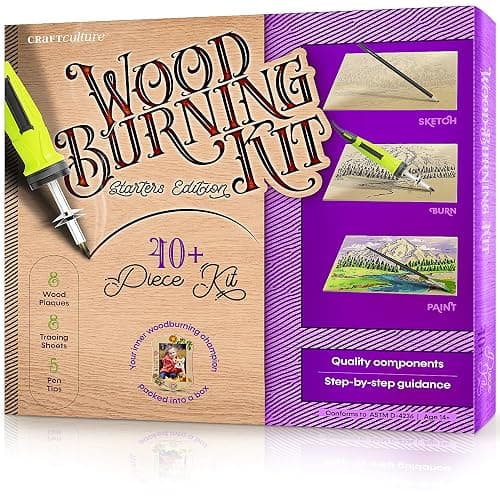 Craft Culture Beginners Wood Burning Kit for Kids, Teenage Boys & Girls - Christmas Gifts for Boy & Girl - Craft Projects Birthday Gift Idea for Children Teen Woodburning DIY Hobby Kits Art Activities - Image 1
