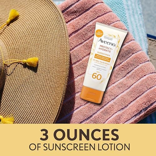 Aveeno Protect + Hydrate Moisturizing Body Sunscreen Lotion with Broad Spectrum SPF 60 & Prebiotic Oat, Weightless & Refreshing Feel, Paraben-Free, Oil-Free, Oxybenzone-Free, 3.0 fl. oz | Moisturizing, Body, Prebiotic Oat, Weightless, Refreshing Feel thumbnail 3
