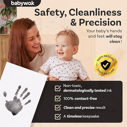 Baby Hand and Footprint Kit – Inkless Clean Touch, Non-Toxic for Newborn Skin, Keepsake for Boy or Girl, Inkless Footprint Kit for Babies, Dogs & Cats (Large (0–12 Months)) thumbnail 4