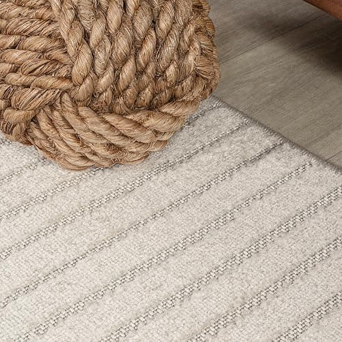 JONATHAN Y Hallie High-Low Curve Ivory/Cream Indoor/Outdoor Area Rug, 5x8, Minimalist, Pet Friendly, Non-Shedding, Stain Resistant, Hose-Washable for Backyard, Patio, Porch (SCN100B-5) thumbnail 10