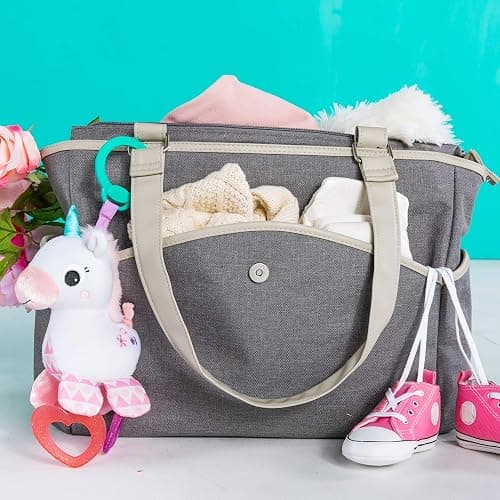 Bright Starts Unicorn Sparkle & Shine Plush Take-Along Stroller or Carrier Toy, Ages 0 Month+, Pink thumbnail 8