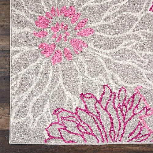 Nourison Passion Grey 2'2" x 10' Area Rug, Floral, Farmhouse, Easy Cleaning, Non Shedding, Bed Room, Living Room, Dining Room, Kitchen, (10' Runner) thumbnail 4