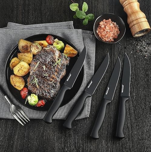 McCook® Knife Sets,German Stainless Steel Knife Block Sets with Built-in Sharpener, Black - BlackBlack - 15 thumbnail 2