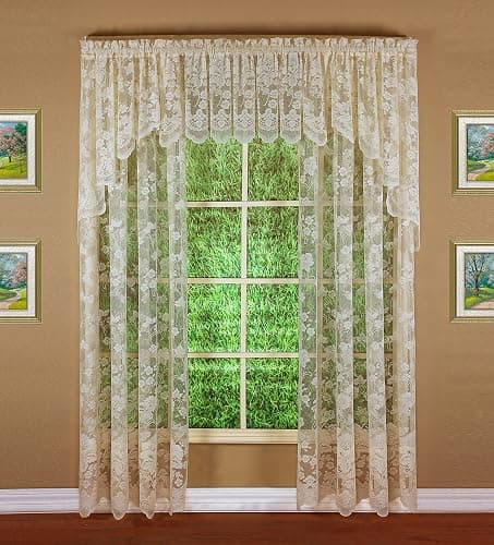 Today's Curtain Floral Vine Lace Panel 84", Ivory, 60W x 84L thumbnail 4