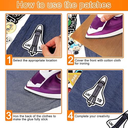 NICEVINYL Embroidered Iron-on Patches Applique: 72Pcs Random Assorted Decorative Patches Iron on/Sew on for Clothing Accessories thumbnail 5