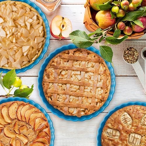 Bruntmor Ceramic Pie Pans Set of 4, Baking Dishes/Quiche Dish/Apple Pie/Tart. Oven Safe Nonstick Porcelain Round Baking Plate/Pot/Tart Pan. 10"/ Blue thumbnail 2