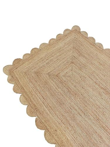 Gautam International Scalloped Natural Jute Area Rug, Natural Color (6'X9') - Natural - 6'x9' thumbnail 7