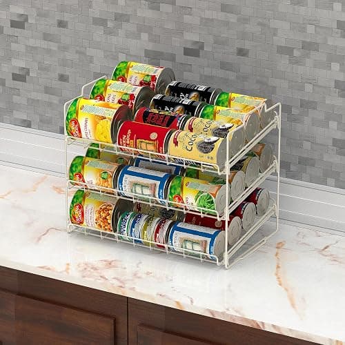 Deco Brothers Stackable Can Rack Organizer Holds Up to 36 Cans, White | for Kitchen and Pantry thumbnail 2