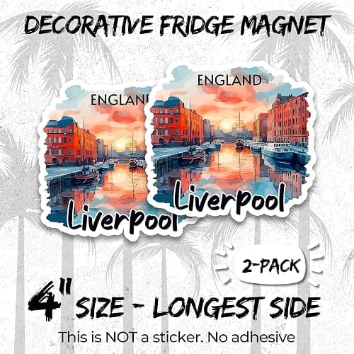 Liverpool England Magnet 4 Inch 2-Pack Mersey City – Strong Vinyl Decorative Travel Magnets for Fridge Locker Kitchen Office – Cute Fun Aesthetic Cool Durable & Long-Lasting Souvenir ID44999 thumbnail 2