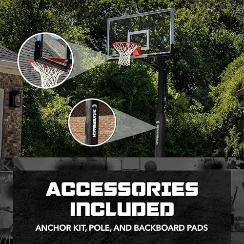 Silverback In-Ground Basketball Hoops, Adjustable Height Tempered Glass Backboard and Pro-Style Flex Rim. - Multiple Styles Available thumbnail 6