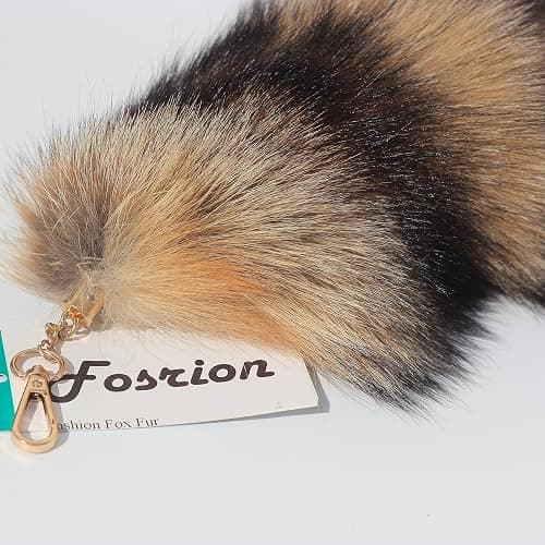Chunxiao Luxe Fox Fur Tail Keychain - Fashion Accessory with Gold Clasp thumbnail 9