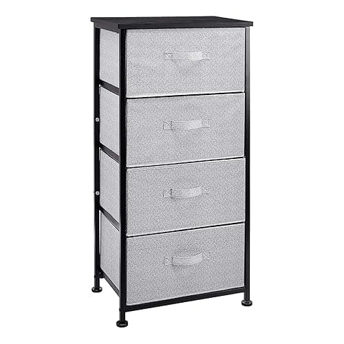 Amazon Basics Fabric 4-Drawer Storage Organizer Unit for Closet, Black - Black