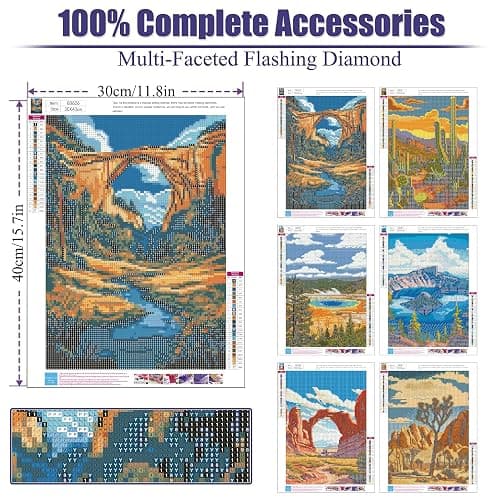 Canrichshop 6 Pack National Park Diamond Painting Kits for Adults,Lanscape Diamond Art Kits Beginner,5D Full Drill Diamond Dot,Gem Art Crafts for Adults Wall Decor 12x16inch thumbnail 2