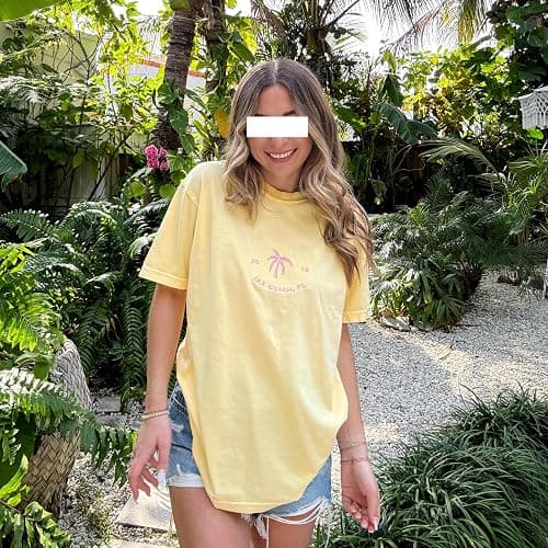 Vintage Oversized Flower Graphic Tees Cute Surfboard Palm Baggy T-Shirts Summer Preppy Beach Tops Teen Girls Clothes thumbnail 5