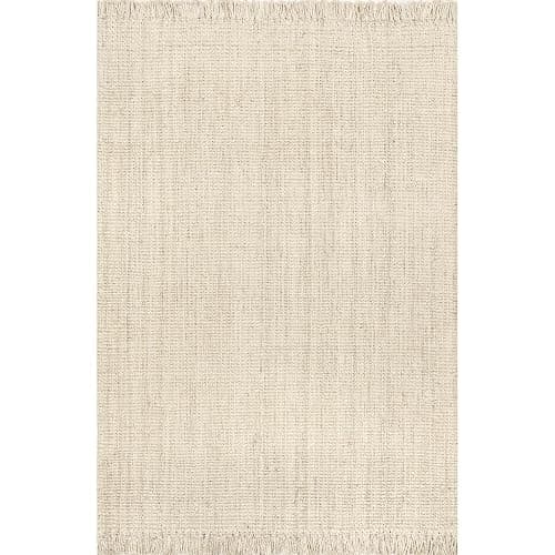 nuLOOM 6x9 Daniela Jute Tassel Hand Woven Area Rug, Off White, Solid Chunky Farmhouse Design, Natural Fiber, For Bedroom, Dining Room, Living Room, Hallway, Office, Entryway thumbnail 8