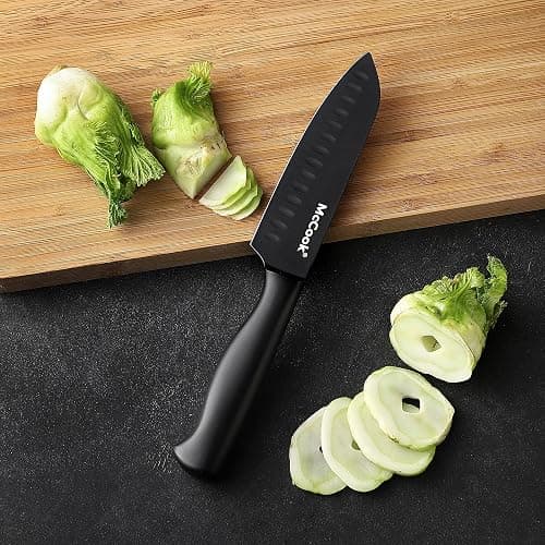 McCook® Knife Sets,German Stainless Steel Knife Block Sets with Built-in Sharpener, Black - BlackBlack - 15 thumbnail 8