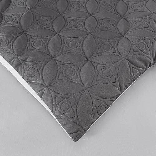 Chezmoi Collection Upland 7-Piece Quilted Patchwork Comforter Set, Black/Gray/Light Gray, King thumbnail 7