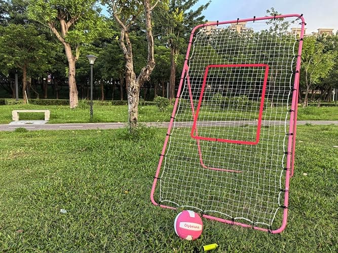 5-Angle Adjustable Volleyball Rebounder Net 7x4ft, High Stable Bounce Back Training Equipment for Practicing Volleying Bumping Spiking with High-Tension Net, PU Volleyball and Pump, Stakes thumbnail 7