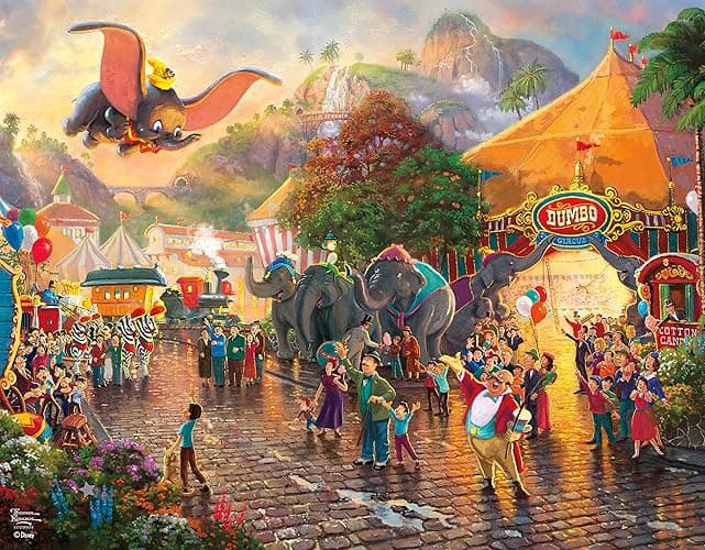 Ceaco - 4 in 1 Multipack - Thomas Kinkade - Disney Dreams Collection - Tangled, Mickey and Minnie Mouse, Dumbo, & The Little Mermaid - (4) 500 Piece Jigsaw Puzzles , Blue thumbnail 5