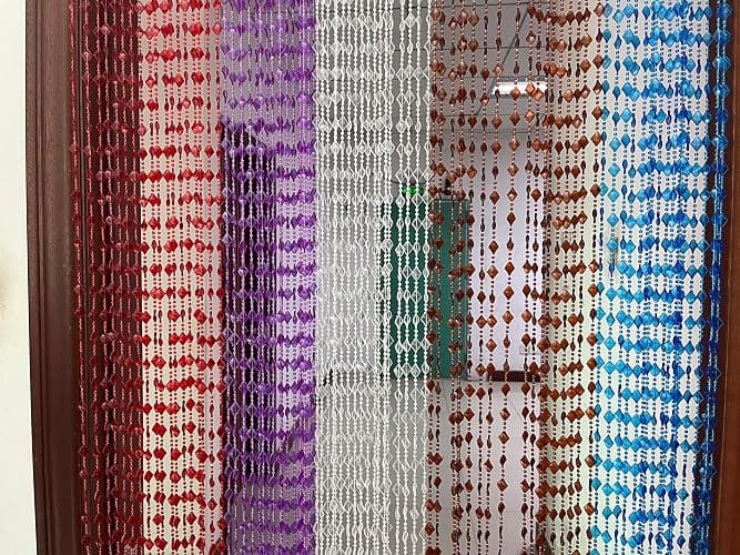 ZiDeTang Acrylic Maple Leaves Diamond Décor Beaded Door Curtain String Doorway Room Divider Window Tassel Blind Screen Panel (39.3"x76.7",Brown) thumbnail 8