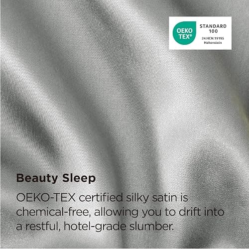 Bedsure Satin Pillowcase, Similar to Silk Pillow Cases Queen Size Set of 2, Cooling Pillow Case Covers with Envelope Closure, Room Decor Valentine Gifts for Women Men, Silver Grey, 20x30 Inches, 2pcs thumbnail 7