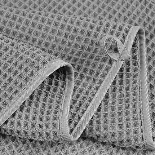POLYTE 430 GSM Microfiber Quick Dry Lint Free Oversize Bath Towel Set, 6 Piece (Waffle Weave) thumbnail 4