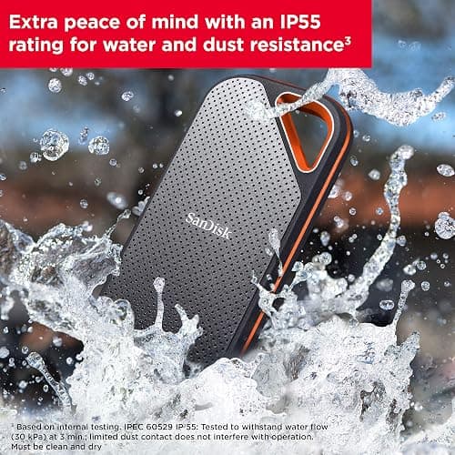 SanDisk 1TB Extreme PRO Portable SSD - Up to 2000MB/s - USB-C, USB 3.2 Gen 2x2, IP65 Water and Dust Resistance, Updated Firmware - External Solid State Drive - SDSSDE81-1T00-G25 thumbnail 5