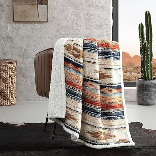 Wrangler- Throw Blanket, Ultra Soft Plush Home Decor, All Season Reversible Sherpa Bedding (Coyote Sands Ivory, 50 x 60) thumbnail 2